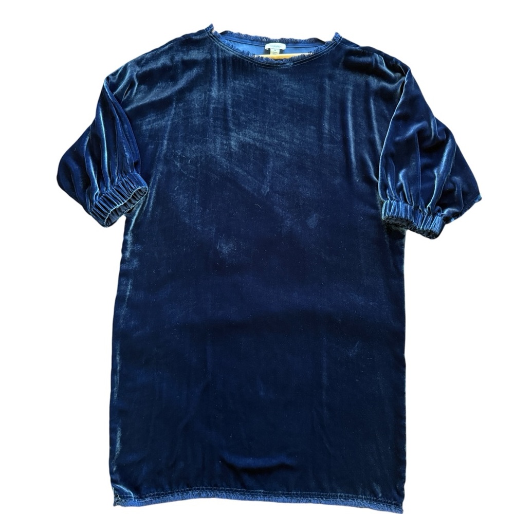 Sundance Women’s Blue Velvet Midi Dress Size M Boho Oversized‎ Short Sleeves